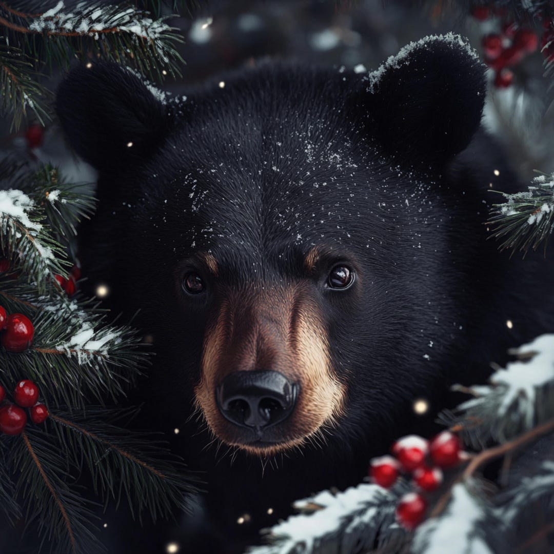 Black Bear Printable Digital Download Winter Etsy
