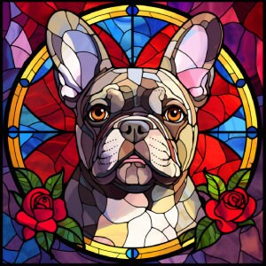 French Bull Dog, Frenchie, Stained Glass, Wall Art, Printable, Digital Download