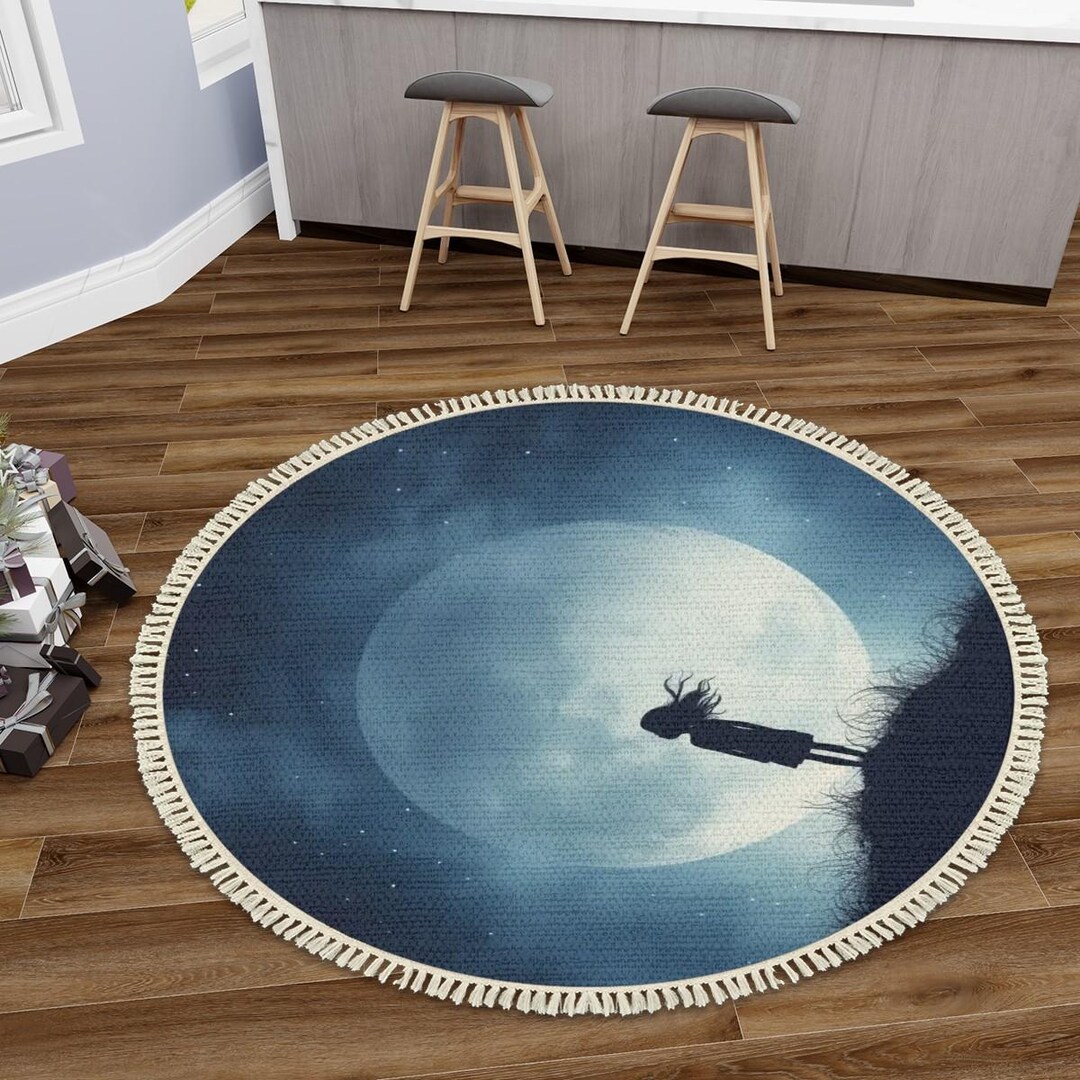 Moon Rover Play Rug Full Moon Multiple Sizes Round Area Rug With Tassels - Etsy