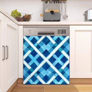 Blue Tones Dishwasher Magnet Cover Magnetic Wrap