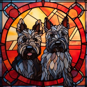 Digital Download Scottie Dog Stained Glass Wall Art Printable