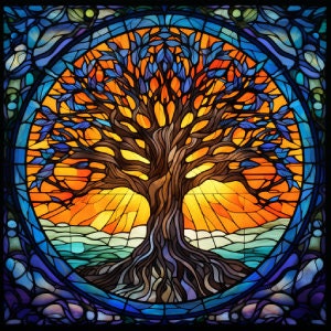 Stained Glass Tree Printable Digital Download - Etsy