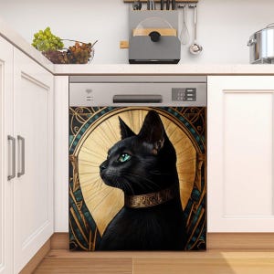 Black Cat Kitchen Dishwasher Magnet Cover Magnetic Wrap