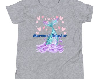 Zeemeermin Seaster Jeugd T-shirt met korte mouwen Zeemeermin zus T-shirt