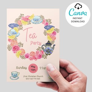 Faire-part modifiable pour un goûter, faire-part d&#39;anniversaire, modèle d&#39;invitation sur toile, lien vers le modèle