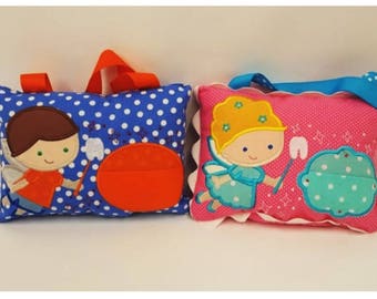 Tooth Fairy Pillow with Tooth Pouch on the Front and Money Pocket on the Back. Pillow Easily Hangs on Door or Bedpost.