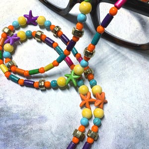 Handmade Multicolor Beaded Eyeglass Chain: Tourquoise Gemstone