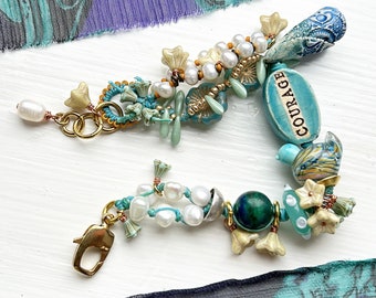 Bird bracelet, courage bracelet, turquoise bracelet, artisan, beaded bracelet, gift for her, suhana hart