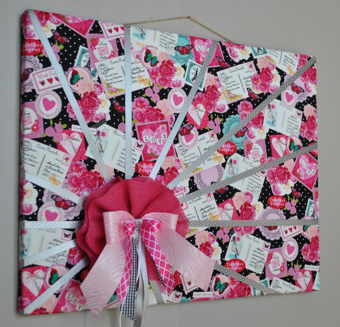 Love themed fabric vision / photo / memo board Etsy