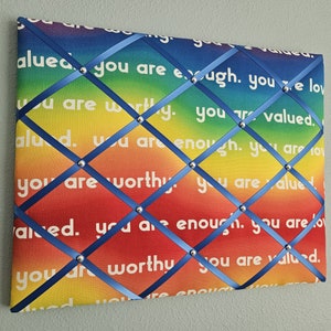 LAST ONE! 20x16in Rainbow colors fabric memo, photo, vision board