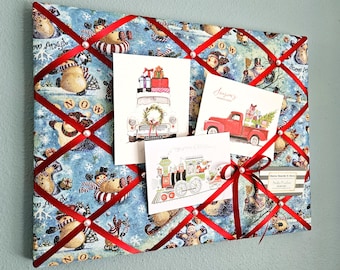 18x14in Snowman themed fabric memo, photo, vision board