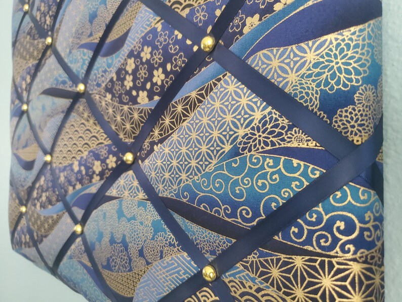 Navy Blue and Gold Fabric Memo / Photo / Vision Board Etsy