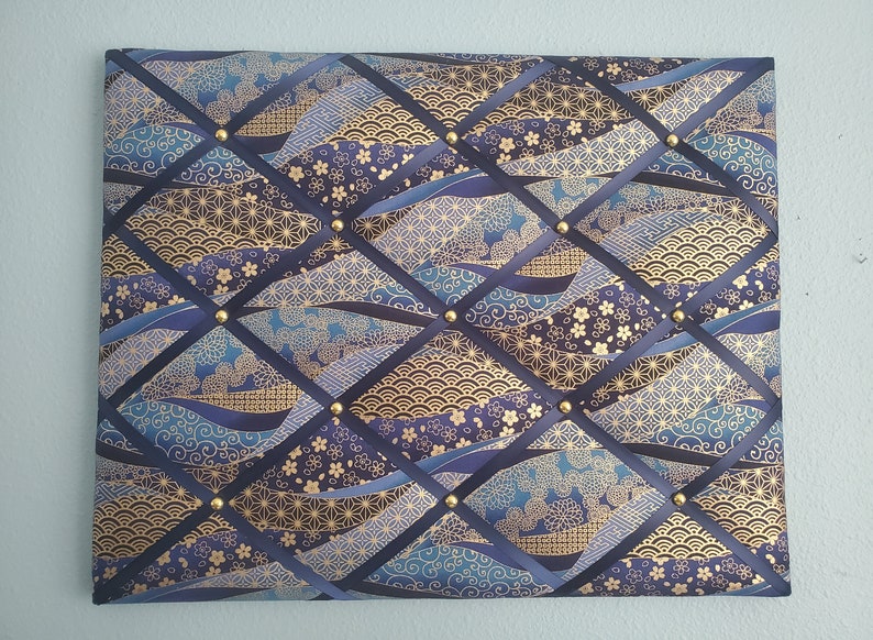 Navy Blue and Gold Fabric Memo / Photo / Vision Board Etsy