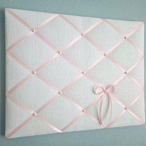 White and pink linen fabric memo, photo, vision board