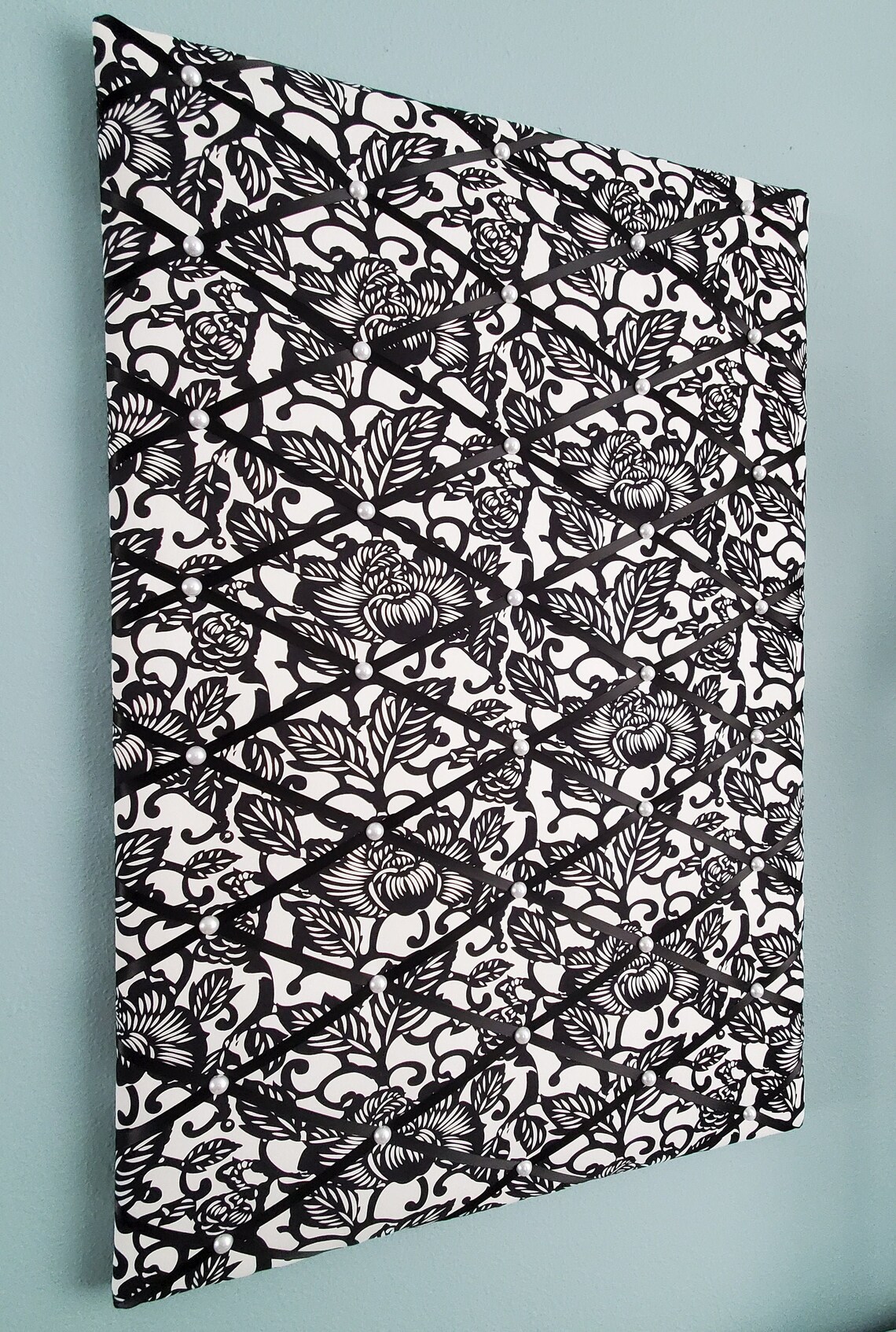 Large black and white fabric memo / photo / vision board Etsy