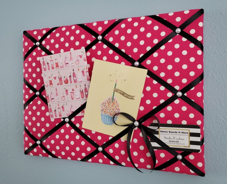 Pink Polka Dot Fabric Memo / Photo / Vision Board Etsy