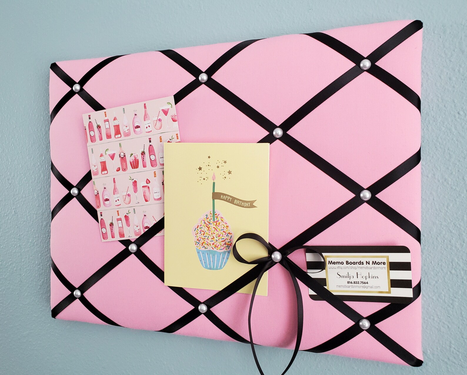 Pink Fabric Memo / Photo / Vision Board Etsy