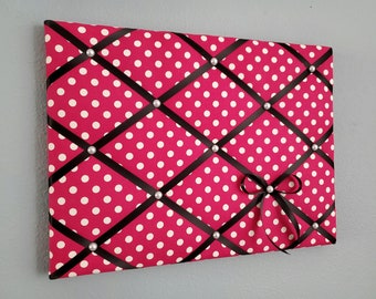 16x12in Pink polka dot fabric memo, photo, vision board