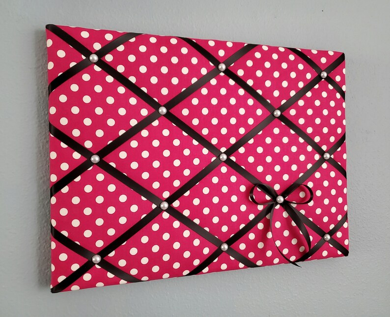 Pink Polka Dot Fabric Memo / Photo / Vision Board Etsy