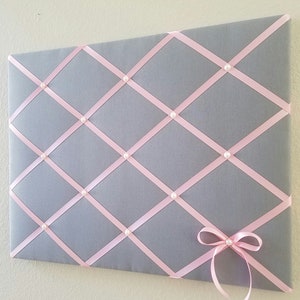 Gray and pink fabric memo / photo / vision board