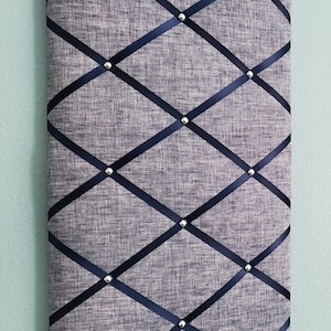 12x24in Navy blue linen fabric memo, photo, vision board
