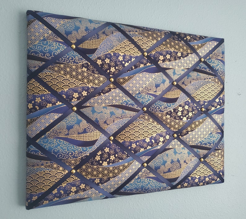 Navy Blue and Gold Fabric Memo / Photo / Vision Board Etsy