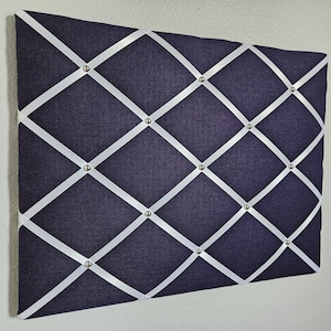 Navy blue and white fabric memo, photo, vision board