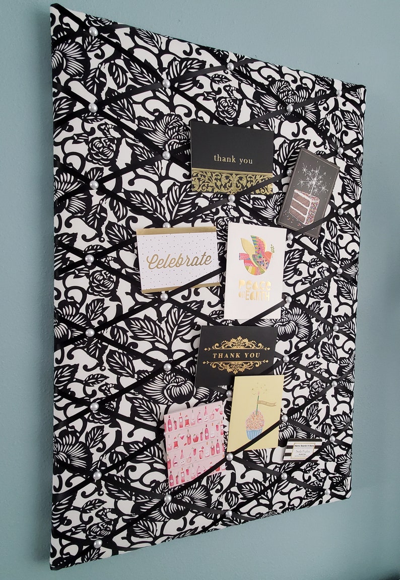 Large Black and White Fabric Memo / Photo / Vision Board Etsy
