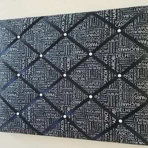 World cities themed fabric memo / photo / vision board