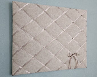 Oatmeal linen fabric memo, photo, vision board