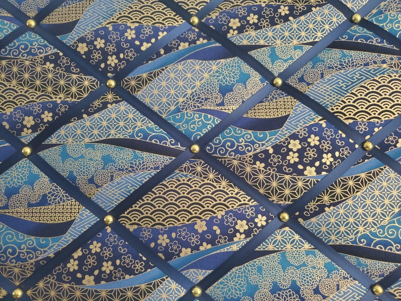Navy Blue and Gold Fabric Memo / Photo / Vision Board Etsy