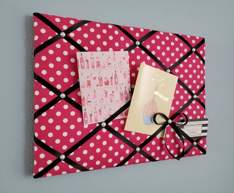 Pink Polka Dot Fabric Memo / Photo / Vision Board Etsy