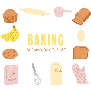 Backen Clip Art - Handgezeichnete Backen Clip Art - Bananenbrot Clip Art