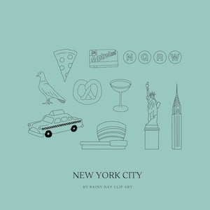 Grafica di New York City - Clip Art di New York disegnata a mano - File PNG