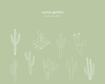 Cactus Garden Clip Art - Hand Drawn Desert Clip Art