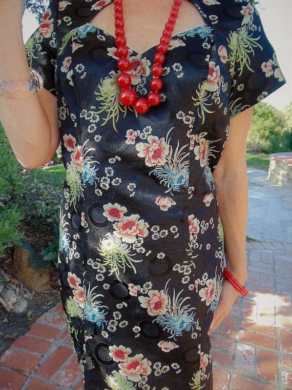 Vintage "Lip Service" Mandarin Wiggle Dress