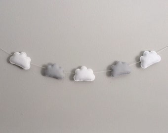 Cloud Garland, Felt Cloud Garland, Cloud Bunting, Cloud Decor,  Cloud Photo Prop, Cloud Garland for Nursery