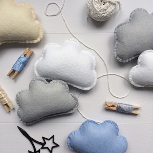 Custom Cloud Garland, Cloud Garland, Felt Cloud Garland, Cloud Nursery, Nursery Decor, Cloud Bunting