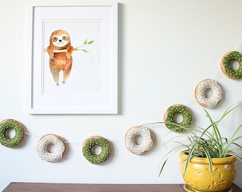 Donut-Girlande, Filz-Donut-Girlande, Filz-Girlande, Donut-Dekor, Matcha Donut Geschenk, Kinderzimmer-Dekor, Kinder-Dekor, Donut-Girlande
