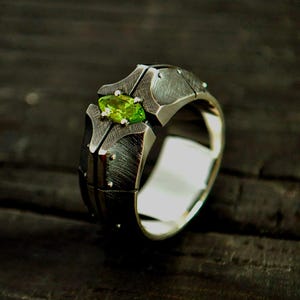 Brutalist Signet Ring for Men | Chunky Sterling Silver Pinky Ring | Futuristic Statement Ring | Alternative Cyberpunk Jewelry