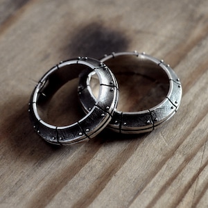 Unusual wedding bands, Couple silver ring set, Alternative wedding rings, Unique rings for couples, Steampunk silver ring Aeternium image 1