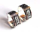 Steampunk wedding band set "Sustentorum" | Modern industrial wedding rings | Couple rings set sterling silver