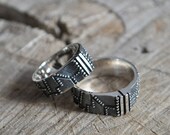 Geek wedding ring set silver "Repeterendum" | Cyberpunk wedding ring set | Steampunk wedding ring set | Alternative unusual wedding ring set