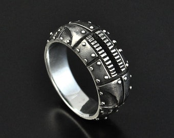 Mens pinky ring Cyberpunk Promise ring for him Techwear jewelry Ring for boyfriend Unique men ring Jewelry for men Gift for men