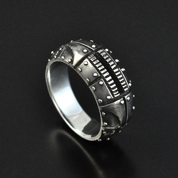 Heren pinkring Cyberpunk Promise ring voor hem Techwear sieraden Ring voor vriendje Unieke mannenring Sieraden voor mannen Cadeau voor mannen