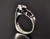Contemporary sterling silver ring "Praetentarum" | Modern unusual engagement ring | Industrial steampunk thin engagement ring