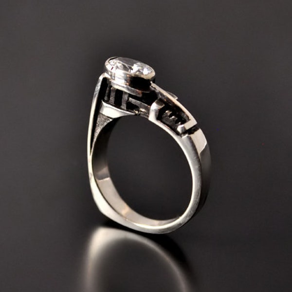 Modern women ring "Praetentarum", Unusual engagement diamond ring, Unique engagement silver ring, Bespoke engagement ring