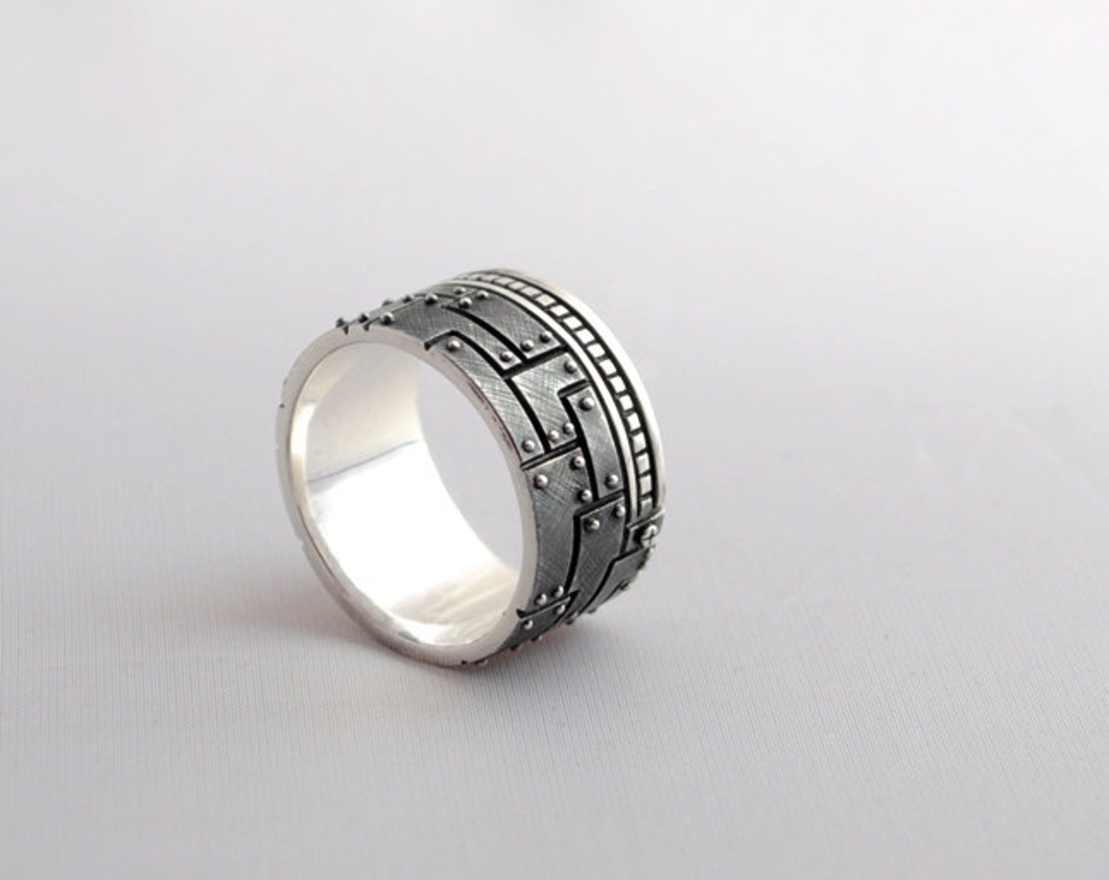 Mens Chunky Silver Ring olivierus Wide Silver Etsy