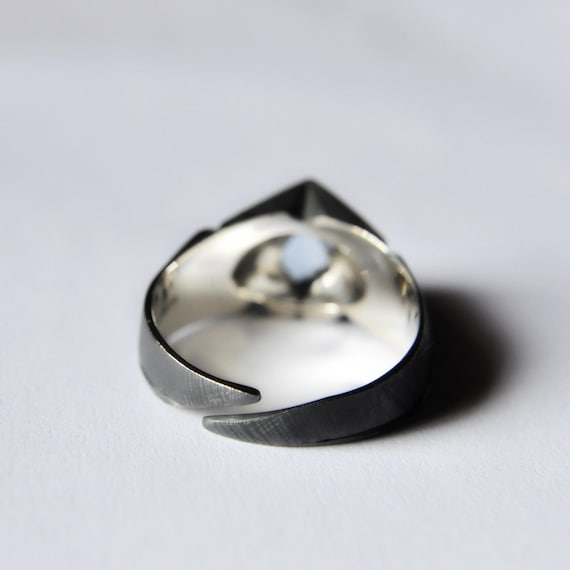 Men's Black Diamond Wedding Ring Sci-fi Futuristic Band