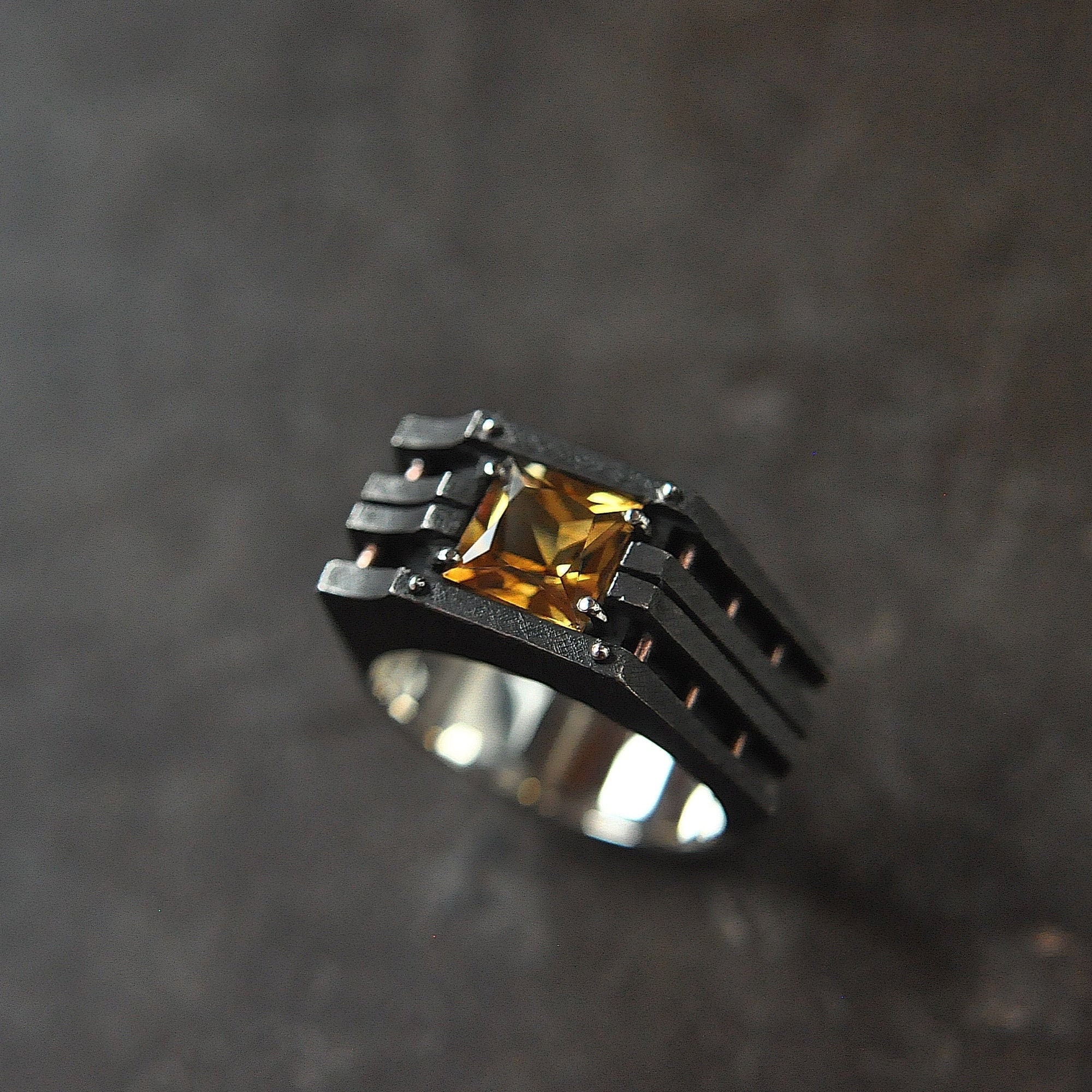 Mens gold deals citrine ring